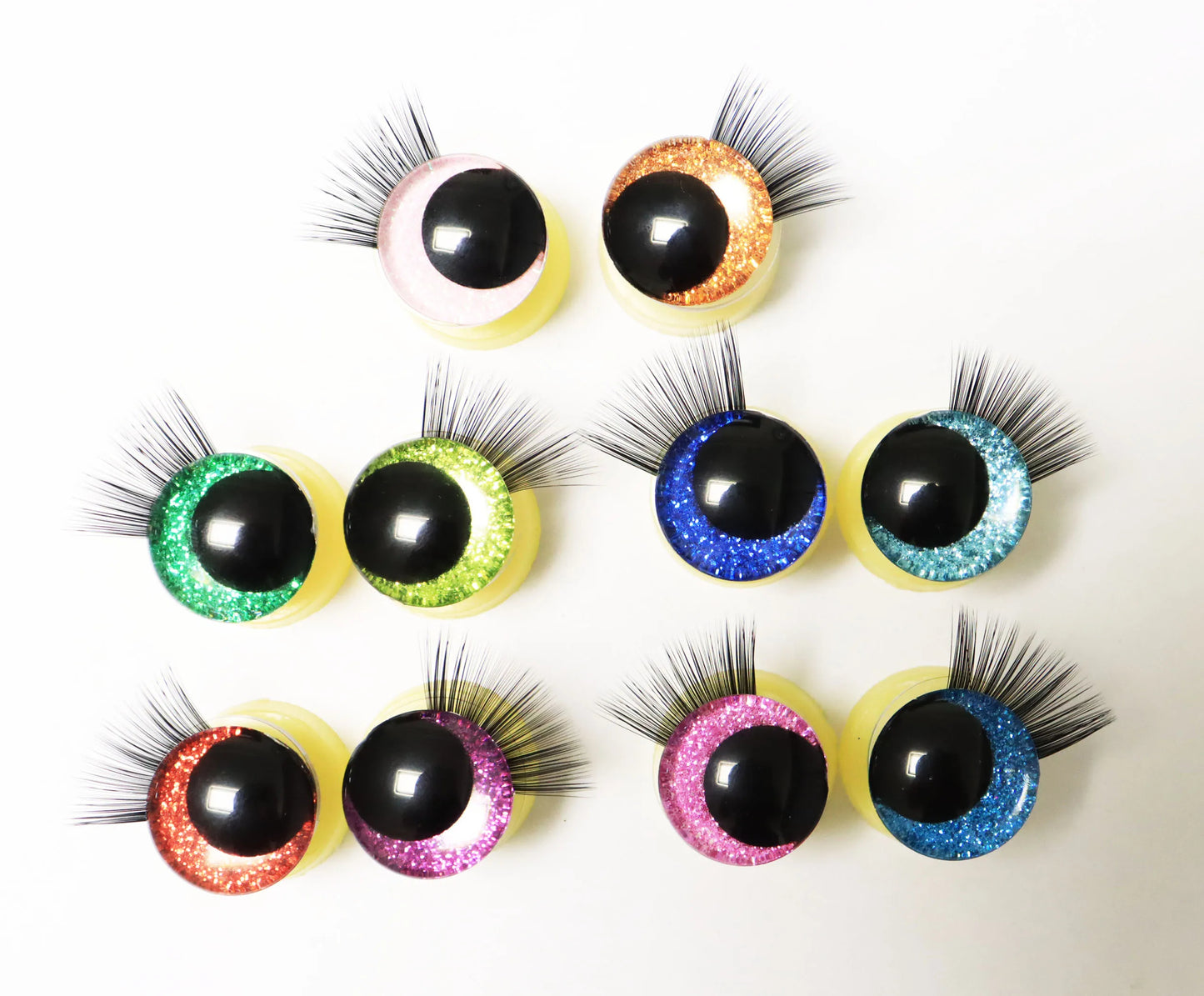 10Pairs Size 12/14/16/18/20/25/30/35mm Cartoon 3D Style Cute Safety Eyes Black Eyelashes Tray and Washer #Plush Amigurumi Stuffed Toy Doll making