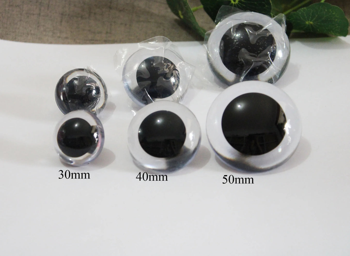 1 Pair Size 40mm 50mm 60mm Big Size Clear Doll Toy Round Safety Eyes with washer #DIY amigurumi plush doll toy making (1 Pair)