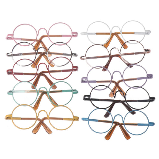 1 PC - 18inch Fashion Doll Eye Glasses Round-Shaped Colourful Glasses #Toy Crochet DIY Doll Craft Making #Blyth Doll - Size: 8cm