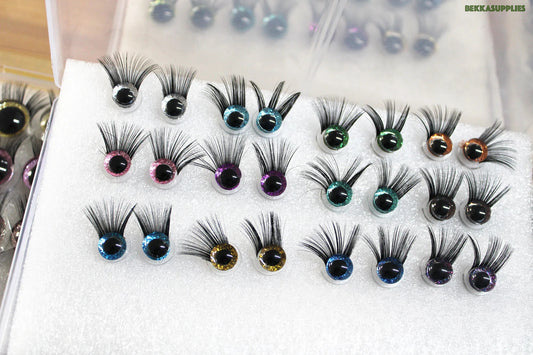 1 box of 12mm/18mm/20mm/25mm/30mm Glitter Colour Safety Eyes with Eyelashes Series and Washers #DIY amigirumi plush stuffed making - colour option selection