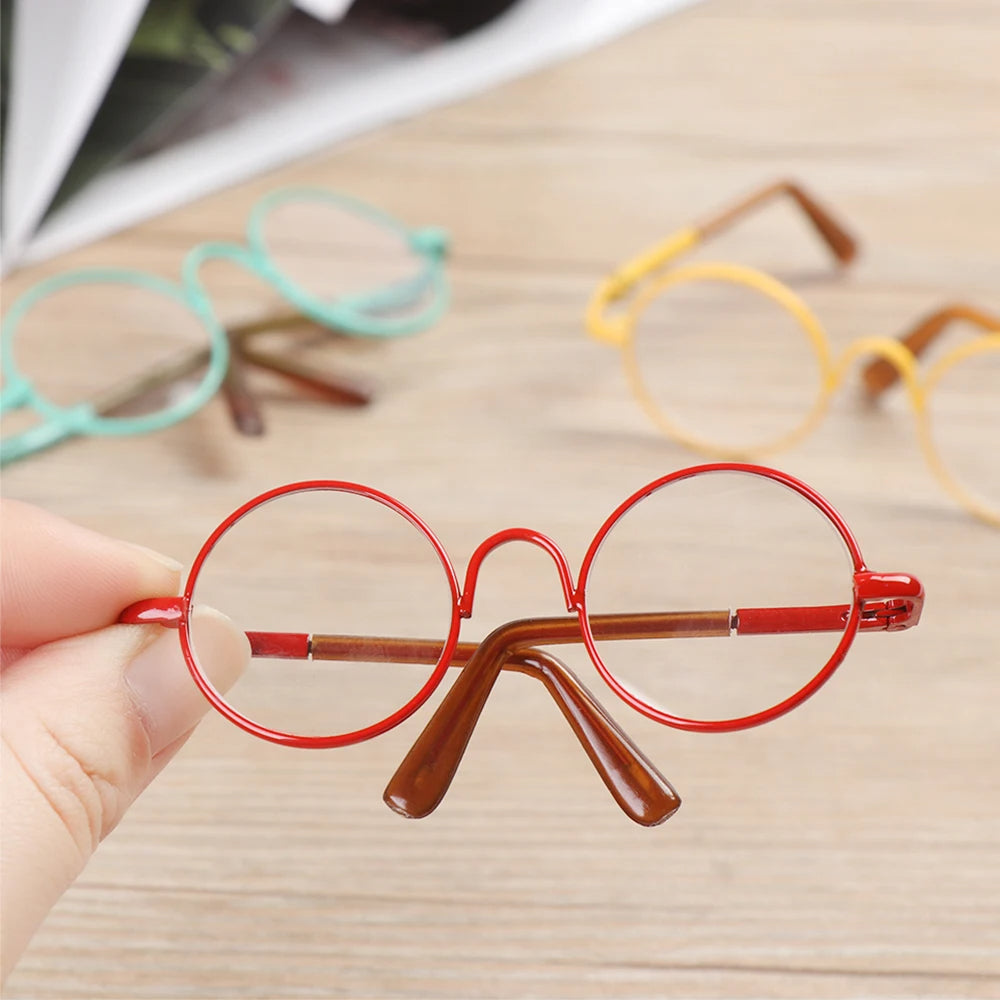 1 PC - 18inch Fashion Doll Eye Glasses Round-Shaped Colourful Glasses #Toy Crochet DIY Doll Craft Making #Blyth Doll - Size: 8cm