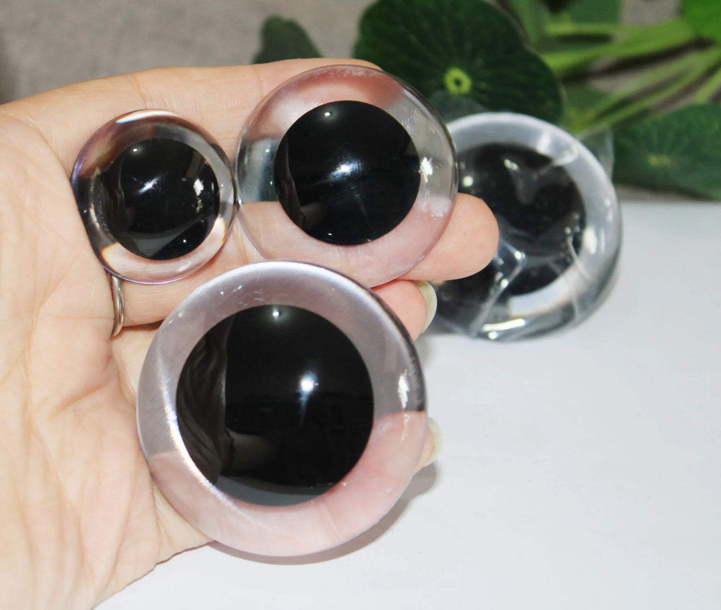 1 Pair Size 40mm 50mm 60mm Big Size Clear Doll Toy Round Safety Eyes with washer #DIY amigurumi plush doll toy making (1 Pair)
