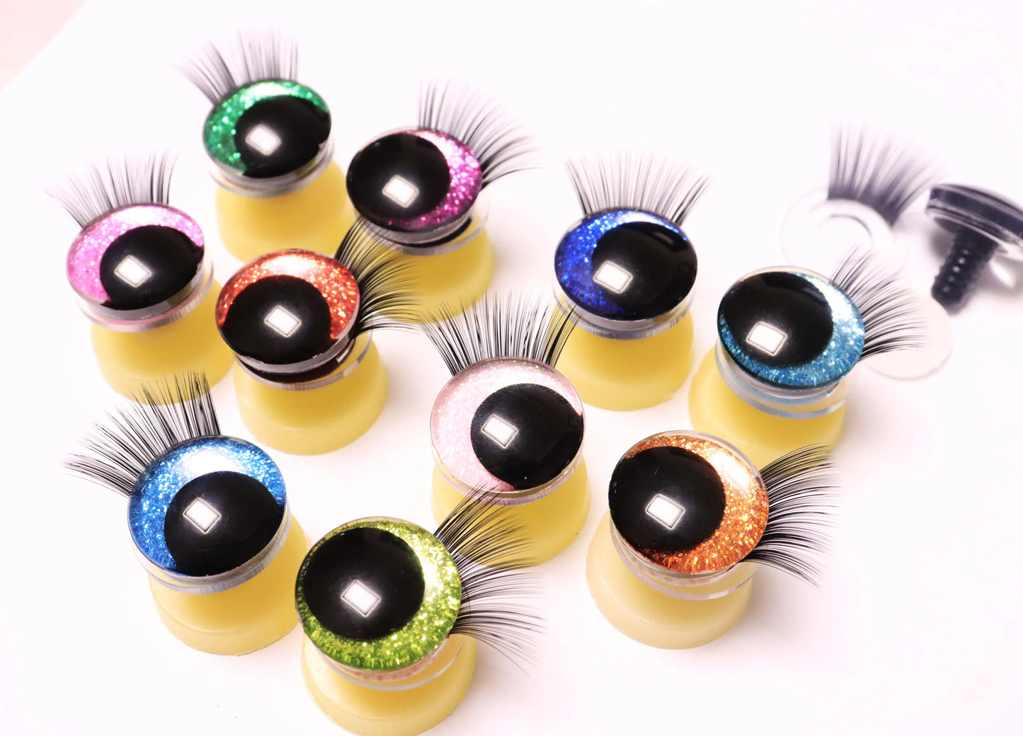 10Pairs Size 12/14/16/18/20/25/30/35mm Cartoon 3D Style Cute Safety Eyes Black Eyelashes Tray and Washer #Plush Amigurumi Stuffed Toy Doll making