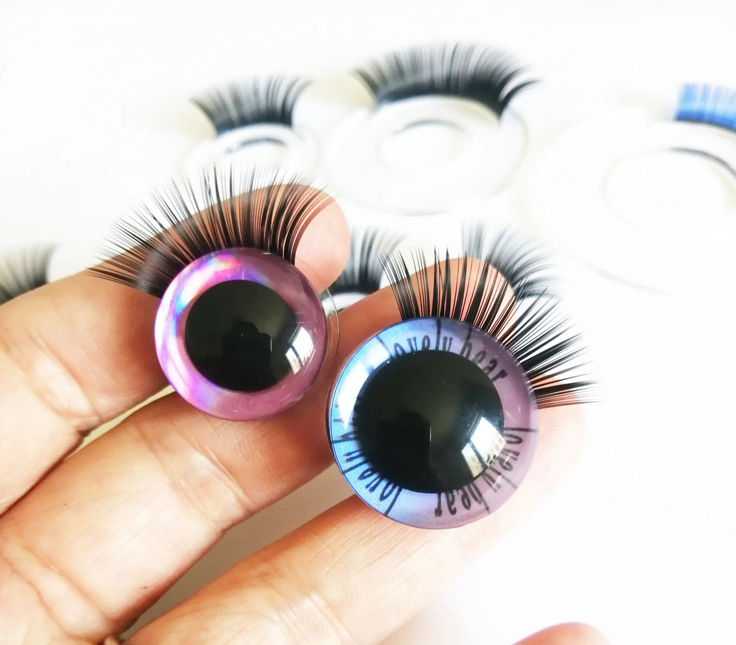 20PCs Size 12-14-16-18-20-22-26-34mm Fit 9mm-30mm Safety Eyes Doll Toy Eyelash Tray + Black Eyelashes #DIY doll toy plush amigurumi knitted toy animal craft