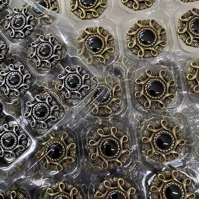 5PCs 18mm-23mm-25mm Metal Button Hollow Style Shank Button in Bronze or Silver Design - 2 colours