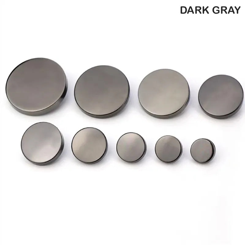 10PCs 10mm/15mm/20mm/25mm Round Metal Sewing Shank Button in Gold Silver Dark Grey Style