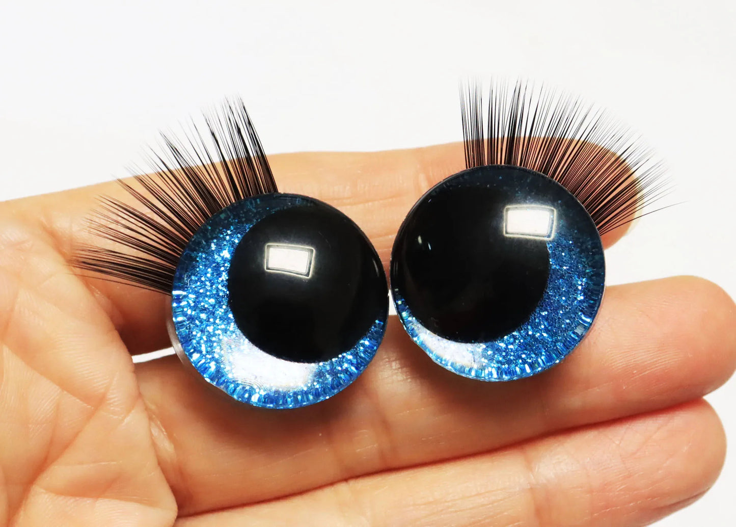 10Pairs Size 12/14/16/18/20/25/30/35mm Cartoon 3D Style Cute Safety Eyes Black Eyelashes Tray and Washer #Plush Amigurumi Stuffed Toy Doll making