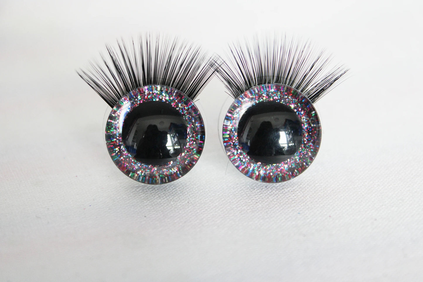 10Pairs Size 20mm-25mm-30mm Glitter Colour Safety Eyes with Black Eyelashes and Washers #DIY amigurumi plush stuffed doll toy making - colour option selection