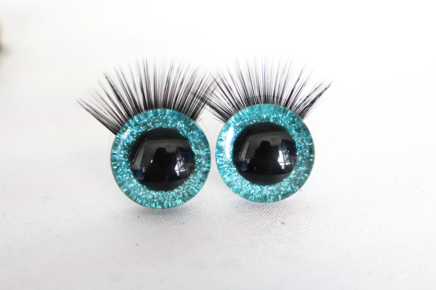 10Pairs Size 20mm-25mm-30mm Glitter Colour Safety Eyes with Black Eyelashes and Washers #DIY amigurumi plush stuffed doll toy making - colour option selection