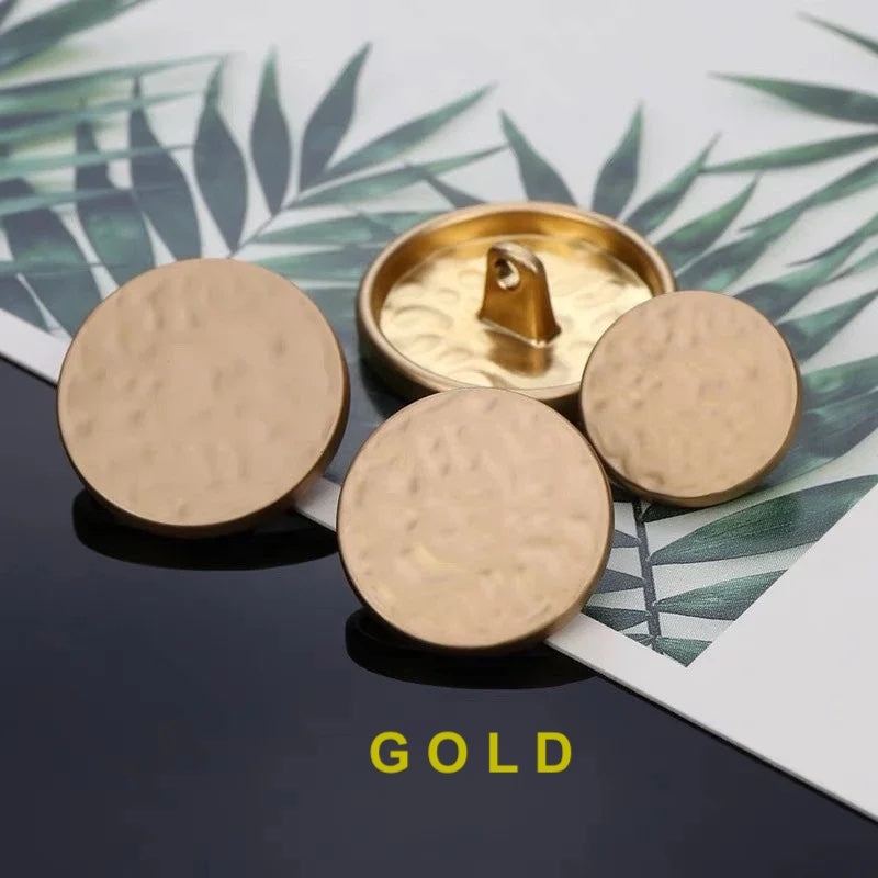 Round Metal Shank Button, Gold/Silver, Size 15mm, 20mm, 25mm, 30mm, 10PCs