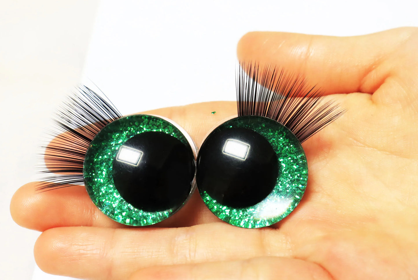 10Pairs Size 12/14/16/18/20/25/30/35mm Cartoon 3D Style Cute Safety Eyes Black Eyelashes Tray and Washer #Plush Amigurumi Stuffed Toy Doll making