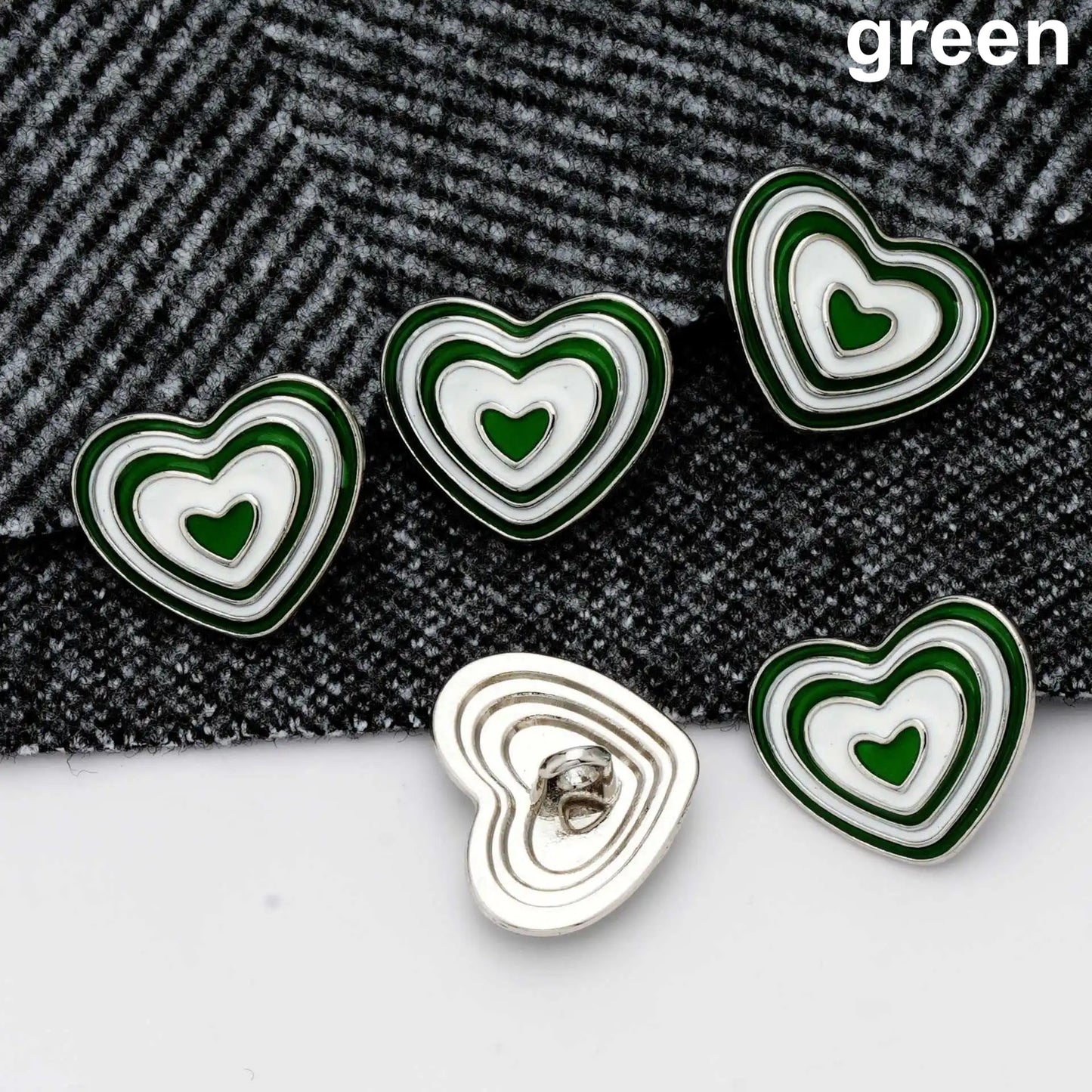 5PCs 18mm/23mm Heart Shape Metal Button in Assorted Colours Shank Style for DIY clothing sewing overcoat blazer jacket cardigan