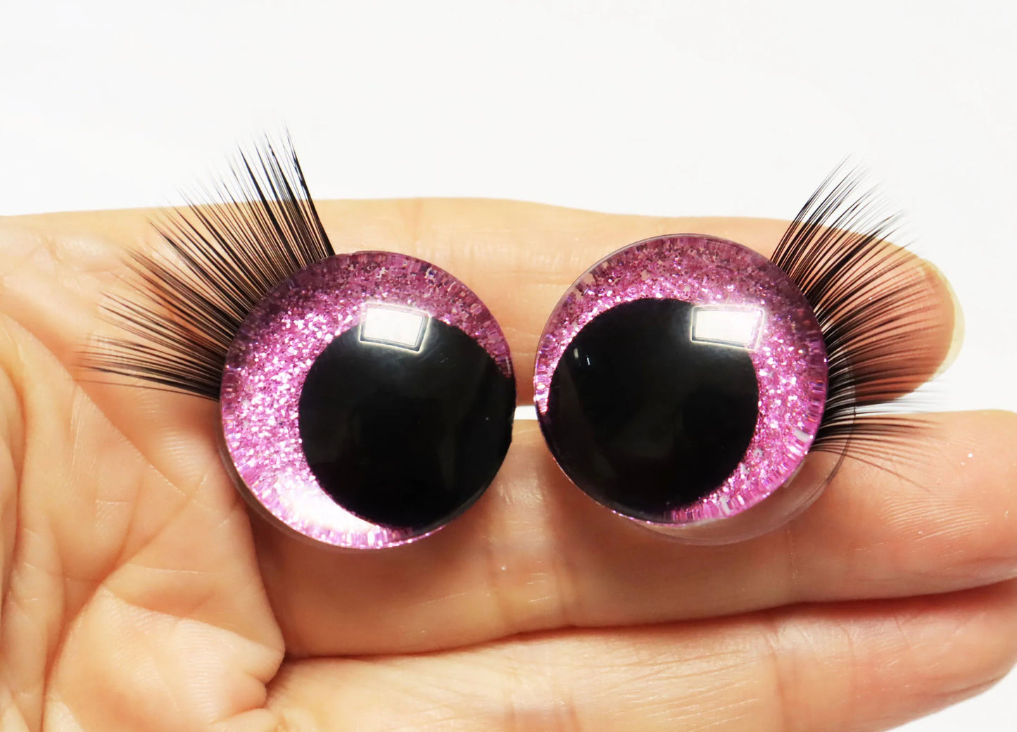 10Pairs Size 12/14/16/18/20/25/30/35mm Cartoon 3D Style Cute Safety Eyes Black Eyelashes Tray and Washer #Plush Amigurumi Stuffed Toy Doll making