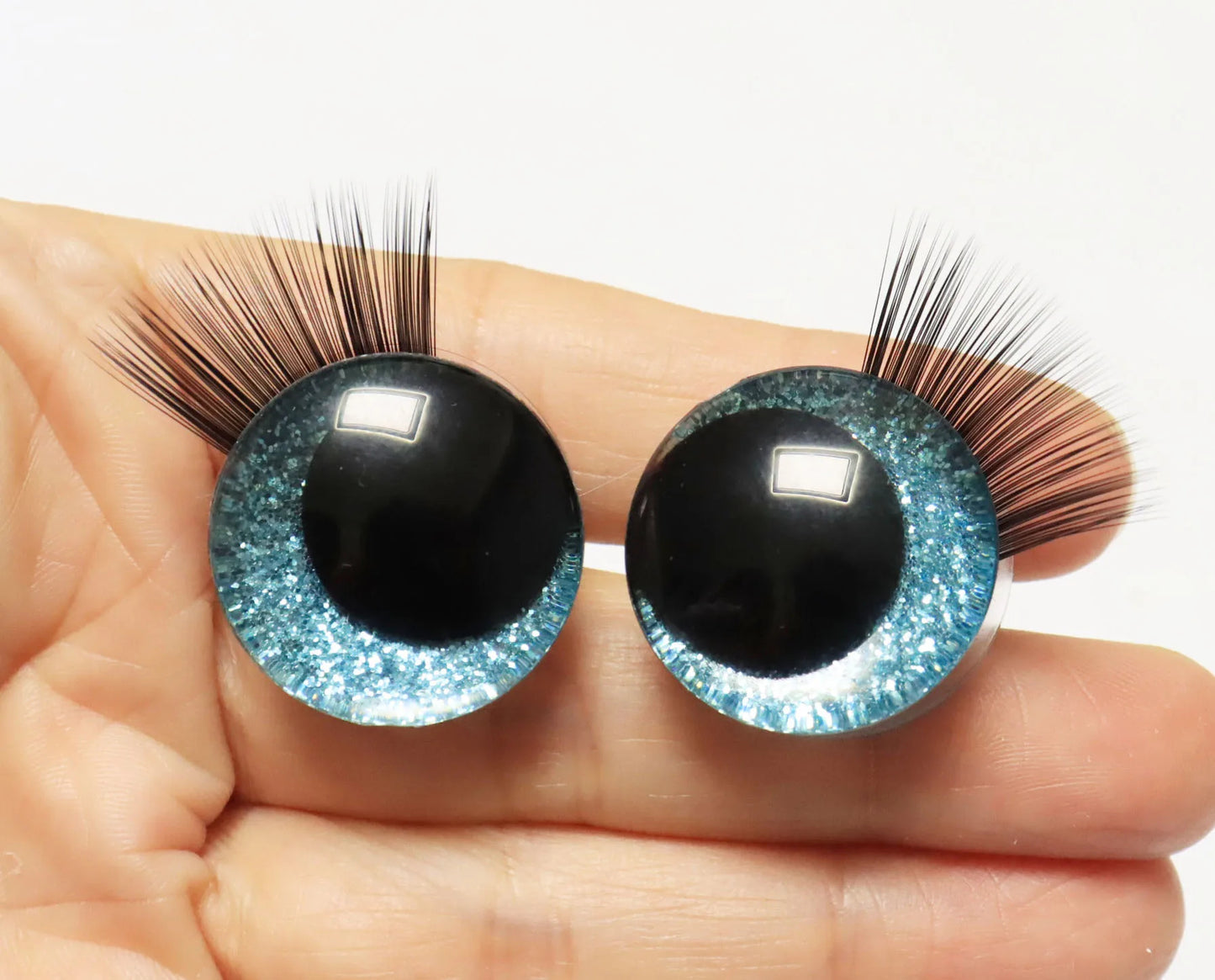 10Pairs Size 12/14/16/18/20/25/30/35mm Cartoon 3D Style Cute Safety Eyes Black Eyelashes Tray and Washer #Plush Amigurumi Stuffed Toy Doll making