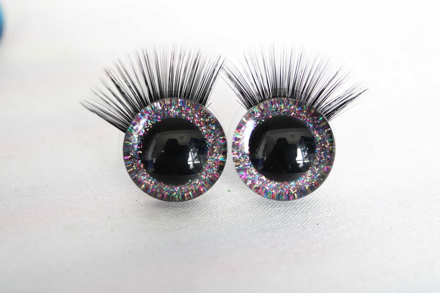 10Pairs Size 20mm-25mm-30mm Glitter Colour Safety Eyes with Black Eyelashes and Washers #DIY amigurumi plush stuffed doll toy making - colour option selection