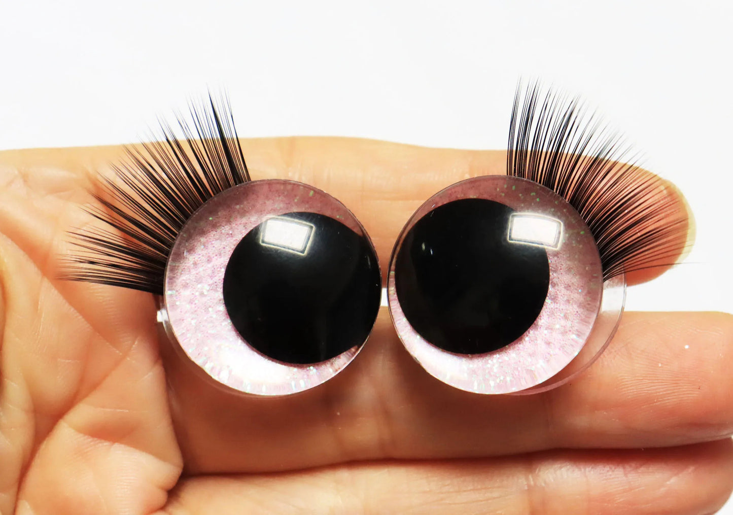 10Pairs Size 12/14/16/18/20/25/30/35mm Cartoon 3D Style Cute Safety Eyes Black Eyelashes Tray and Washer #Plush Amigurumi Stuffed Toy Doll making