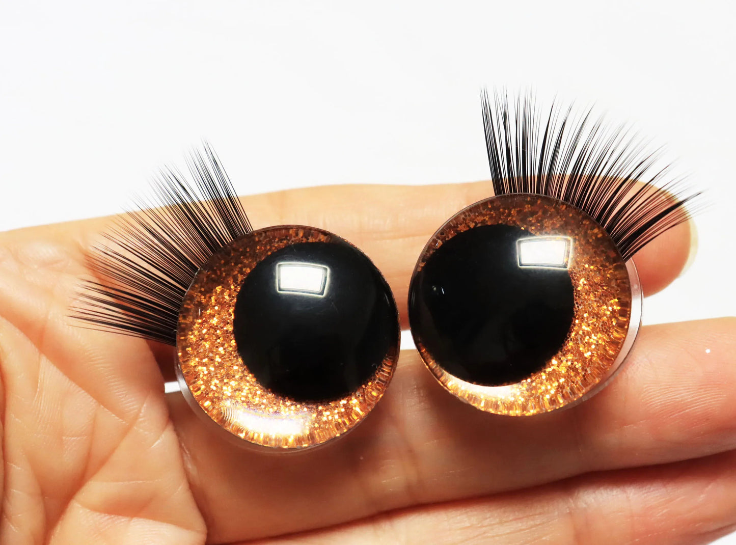 10Pairs Size 12/14/16/18/20/25/30/35mm Cartoon 3D Style Cute Safety Eyes Black Eyelashes Tray and Washer #Plush Amigurumi Stuffed Toy Doll making