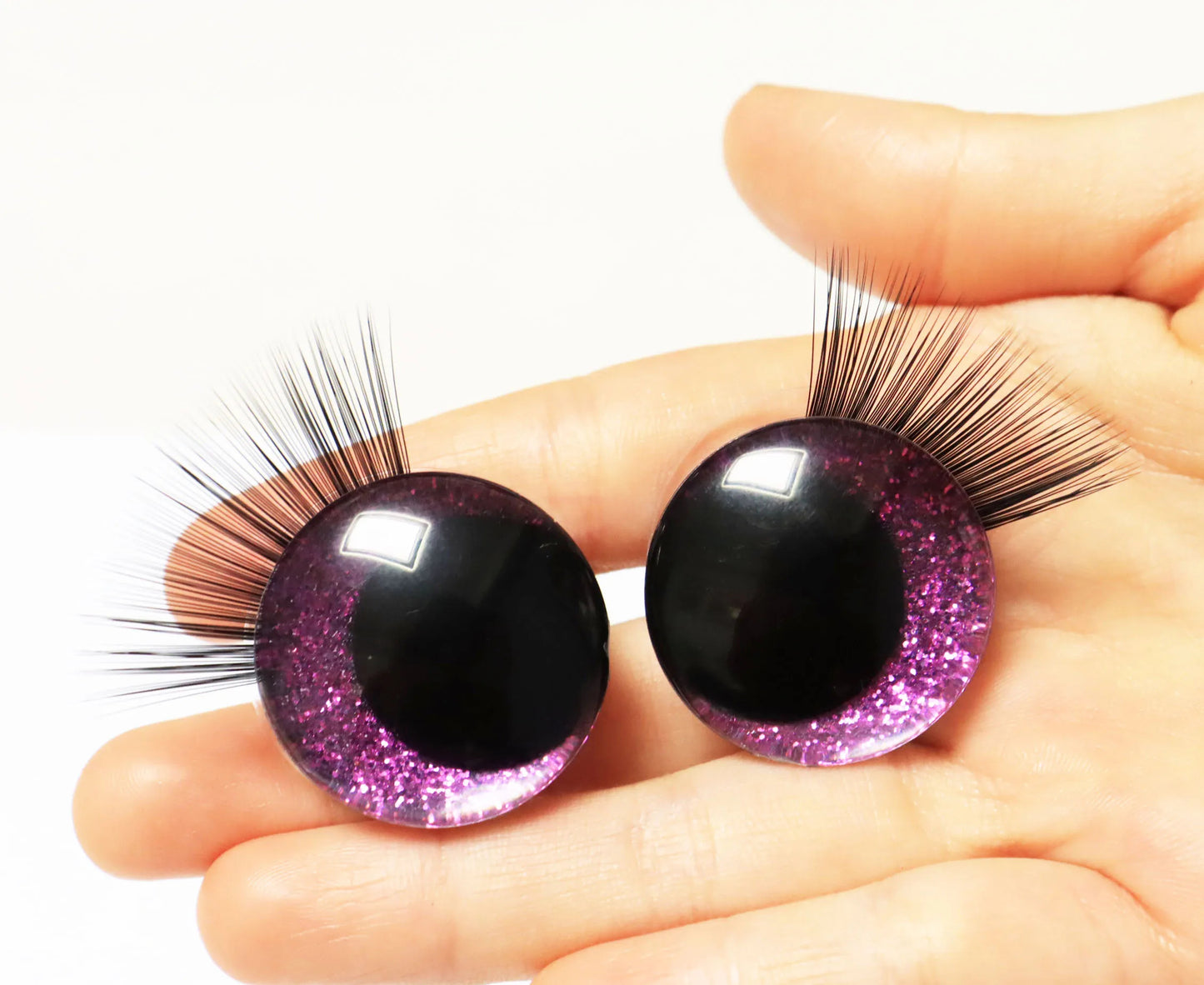 10Pairs Size 12/14/16/18/20/25/30/35mm Cartoon 3D Style Cute Safety Eyes Black Eyelashes Tray and Washer #Plush Amigurumi Stuffed Toy Doll making