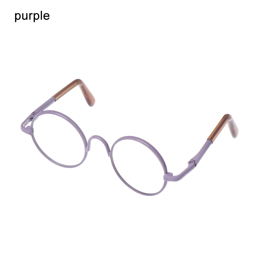 1 PC - 18inch Fashion Doll Eye Glasses Round-Shaped Colourful Glasses #Toy Crochet DIY Doll Craft Making #Blyth Doll - Size: 8cm
