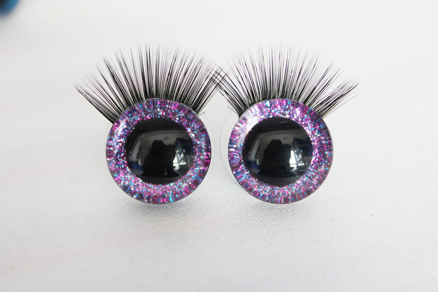 10Pairs Size 20mm-25mm-30mm Glitter Colour Safety Eyes with Black Eyelashes and Washers #DIY amigurumi plush stuffed doll toy making - colour option selection