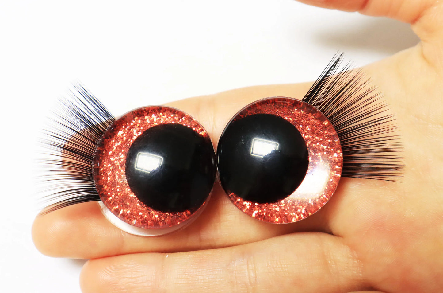 10Pairs Size 12/14/16/18/20/25/30/35mm Cartoon 3D Style Cute Safety Eyes Black Eyelashes Tray and Washer #Plush Amigurumi Stuffed Toy Doll making