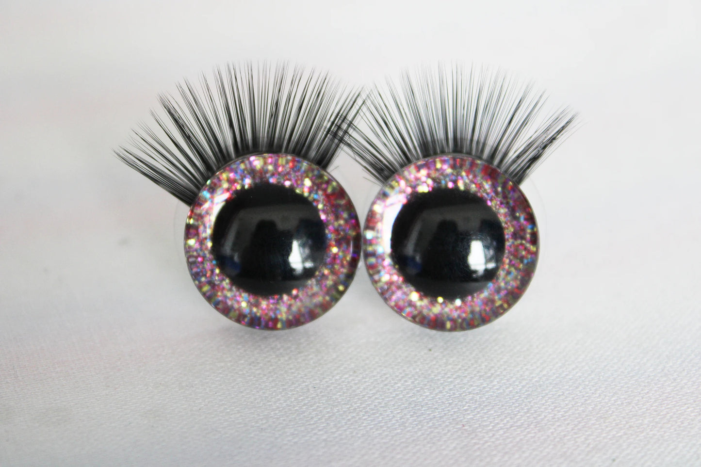 10Pairs Size 20mm-25mm-30mm Glitter Colour Safety Eyes with Black Eyelashes and Washers #DIY amigurumi plush stuffed doll toy making - colour option selection
