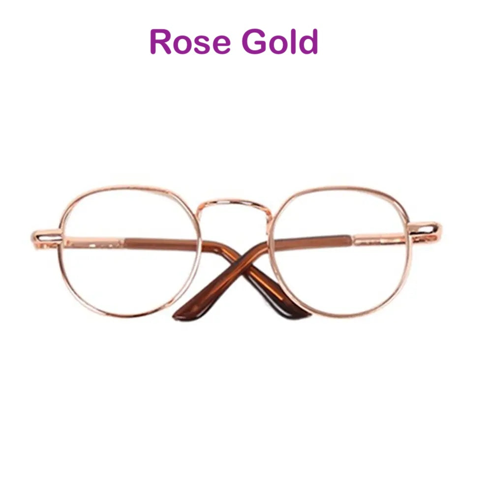 1 Piece 8.2cm Toy Doll Almost Round Metal Frame Eyeglasses in #DIY Plush Doll BJD Blyth American Girls Doll
