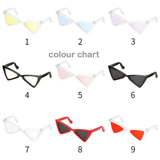 1 PC 8.5cm - Doll retro miniature triangle Eye Glasses with 9 colours option #DIY doll toy making craft