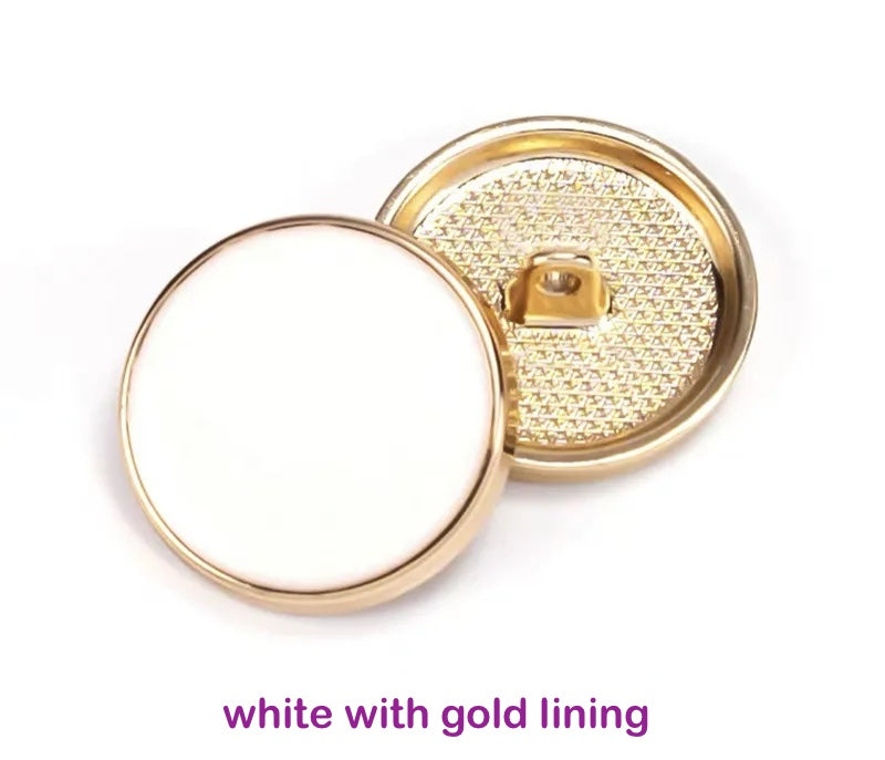 10PCs 11.5mm 15mm 20mm 25mm Black Metal Button White Metal Button with lining round shank style buttons