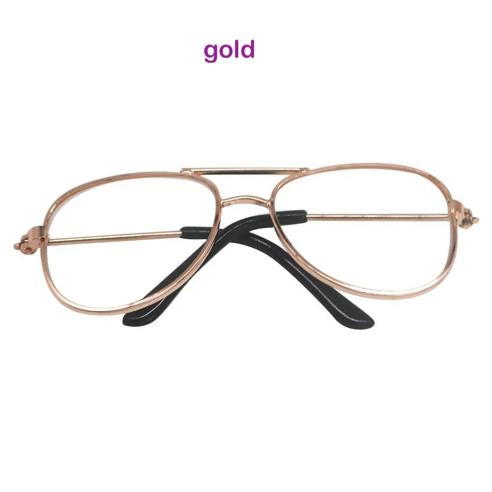 1 PC 9cm Doll Plush Fashion Classic Metal Square Round Frame Glasses #DIY Doll Toy Animal Craft Making Supplies #BJD Blythe American Girls Doll
