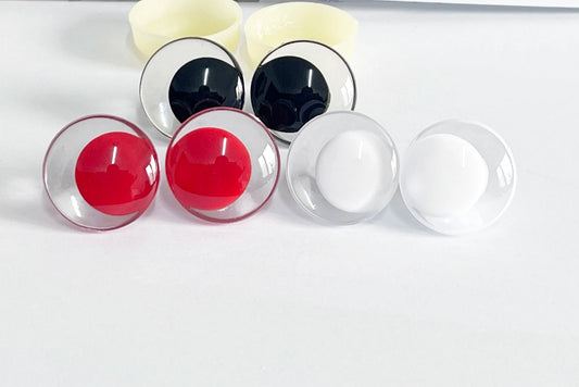 20PCs 14mm-35mm Cartoon Funny Clear Safety Eyes with Washer - Clear 3D Red/White Pupil Eyes #SideWay Eyes #DIY Amigurumi Plush making