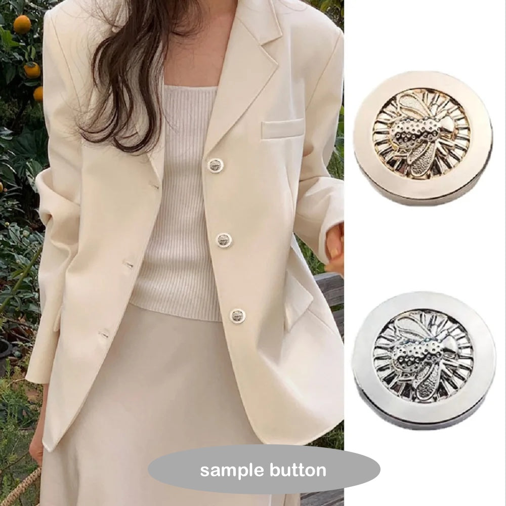 10PCs 15mm 20mm 25mm Gold Metal Button Silver Metal Round Shank Button in Bee Design