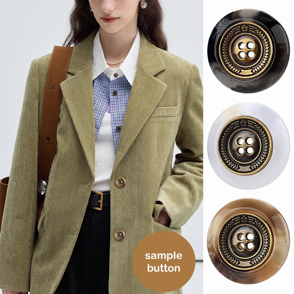 16mm 21mm 25mm 10PCs Resin-Metal Blend Round 4-Hole in Brown or Black or White Style #DIY clothing sewing blazer cardigan jacket coat button