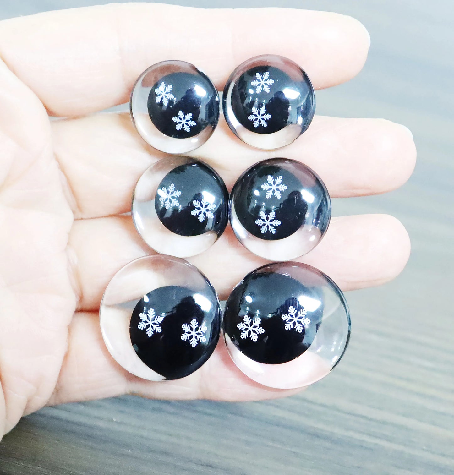 10Pairs Size 18mm 20mm 25mm Clear 3D Funny Safety Style Eyes and Washer + SnowFlake Style Black Pupil Eyes #DIY amigurumi plush stuffed doll toy making
