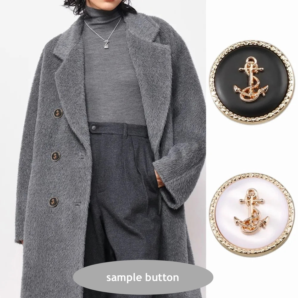 10PCs 15mm/25mm Round Anchor Design Metal Button with Gold Trim in Black or White Colour Shank Style Button