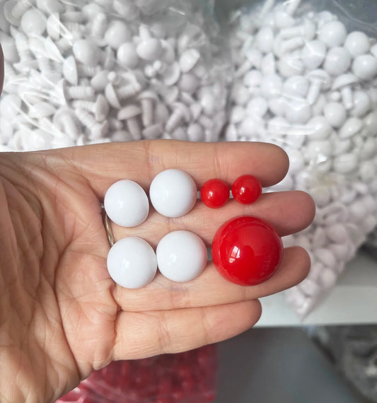 20PCs 10mm-30mm White/Red Round Safety Nose / Safety Eyes with washer #DIY amigurumi plushies stuffed doll animal eyes - 10 Pairs