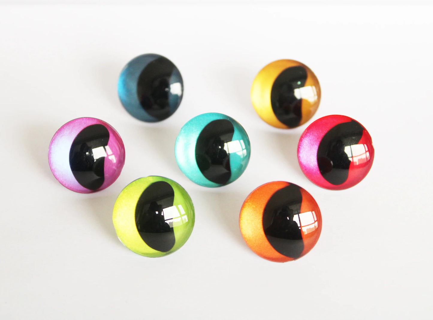 30PCs Size 16mm-30mm Colourful Safety Eyes Black Pupil Funny Shape Painted 3D Eyes & Washer #DIY amigurumi plush stuffed doll animal making