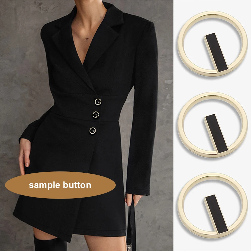 10PCs 10mm/18mm/23mm Hollow Fashion Gold Black Round Metal Shank Style Button