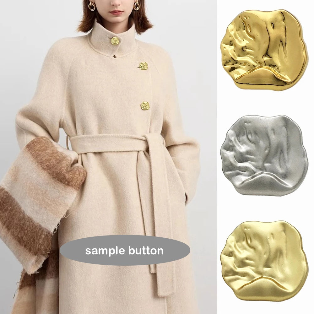 10PCs 18mm/25mm/36mm Metal Button in Irregular Curve Crinkly Style Shank Button