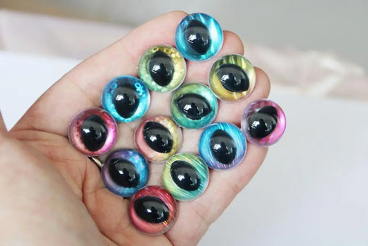20PCs Size 10-12-13-14-15-16-18-24-30mm Glitter Safety Eye Cat Doll Eyes with Washer #puppet dragon bear amigurumi toy animal crochet plush DIY