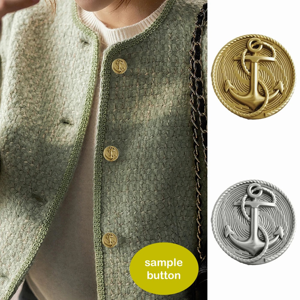 18mm 23mm 10PCs Metal Button in Gold and Silver with Anchor Design Shank Style Button