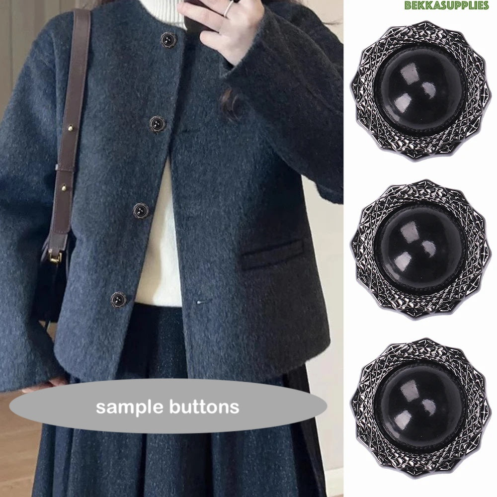 16mm 22mm Black Metal Button with Shank Style Round Black Metal Button