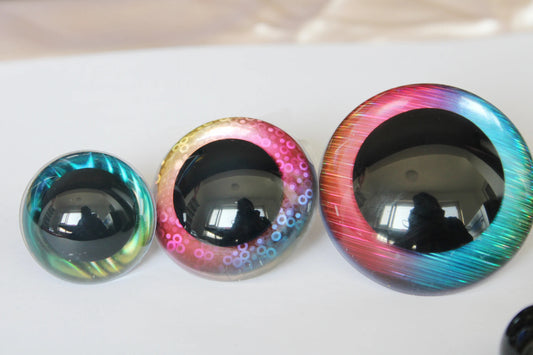 2PCs 30mm/40mm/50mm/60mm Big Size Glitter Doll Toy Safety Eyes with washer [1 Pair] for DIY amigurumi plush stuffed animal doll making