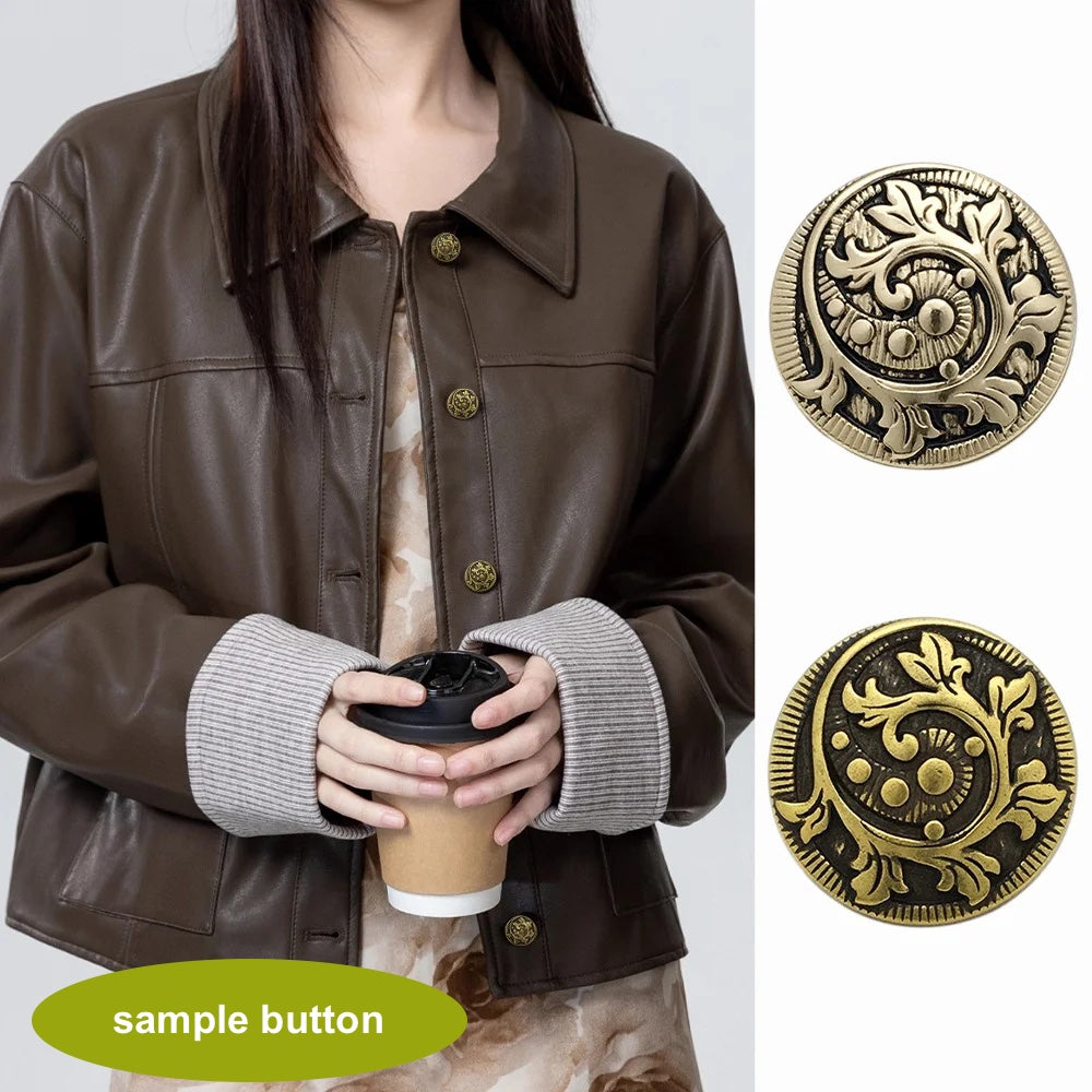 10PCs 15mm 22.5mm Round Metal Shank Button with Floral Design in Bronze or Gold Style Buttons