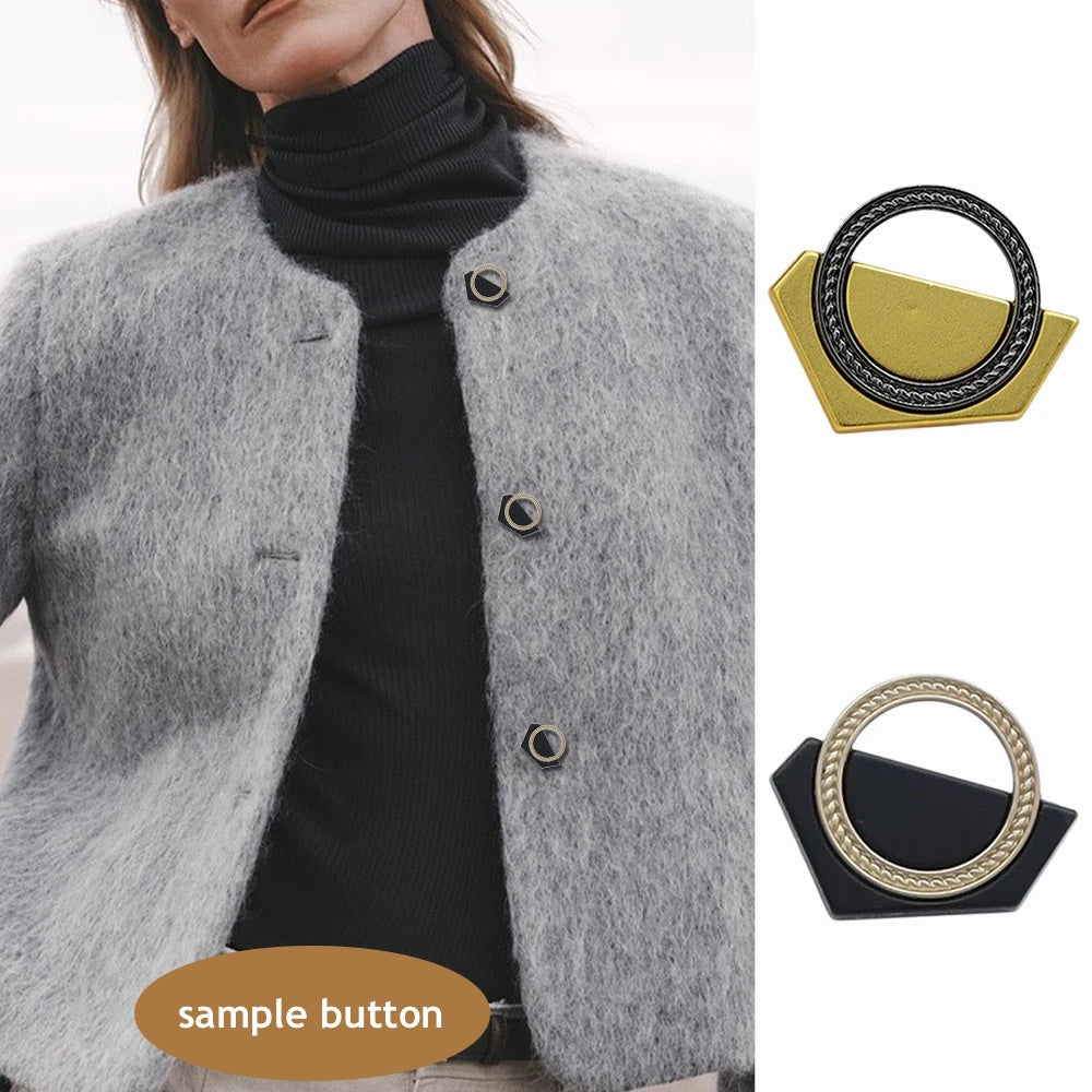 20mm 25mm Hollow Metal Shank Buttons, Gold/Silver - 10PCs