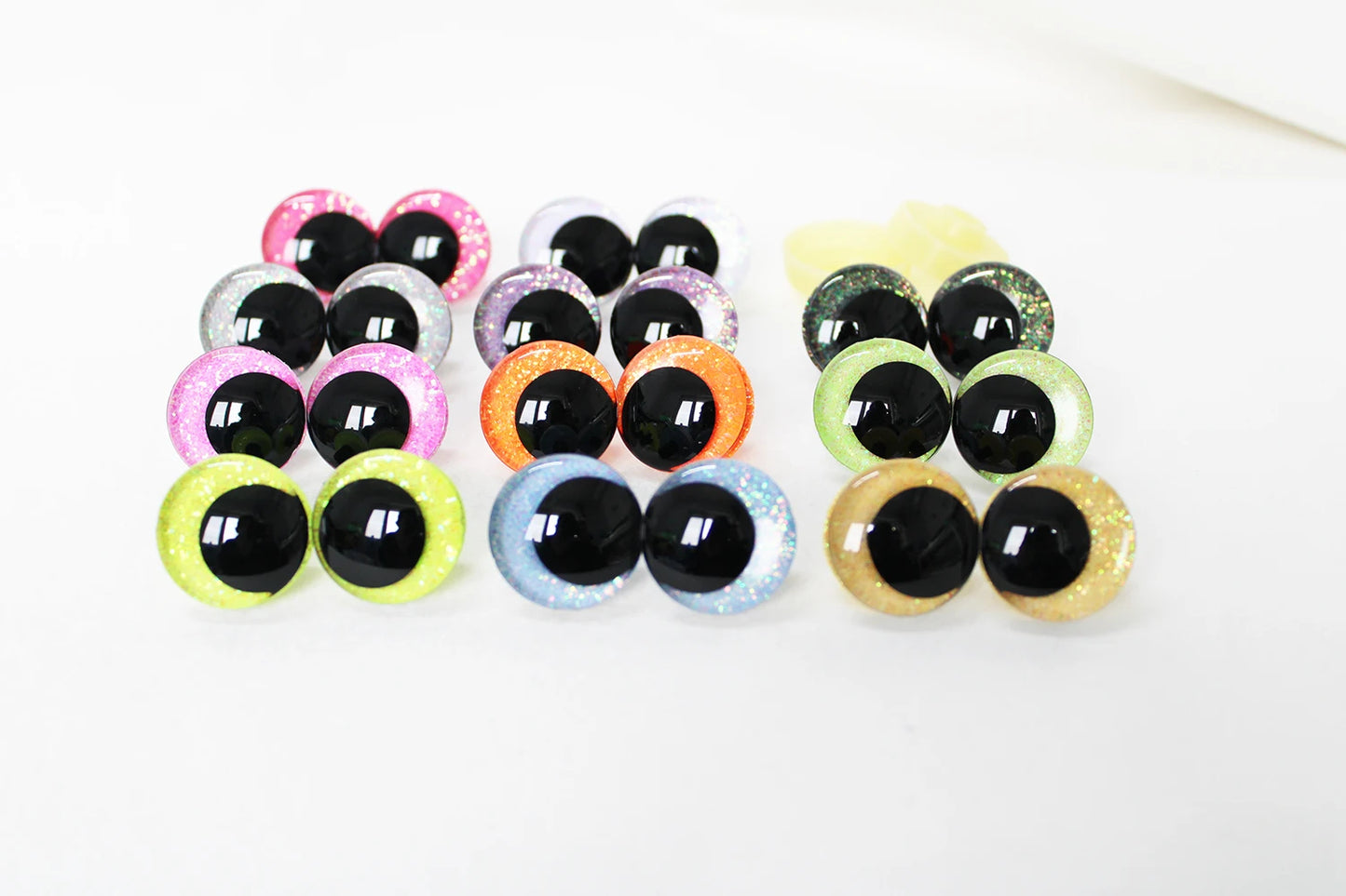 10Pairs Size 12-14-16-18-20-25-30-35-40mm Cartoon 3D Glitter Plush Amigurumi Funny Eyes Safety Eyes Black Pupil Eyes with Washer