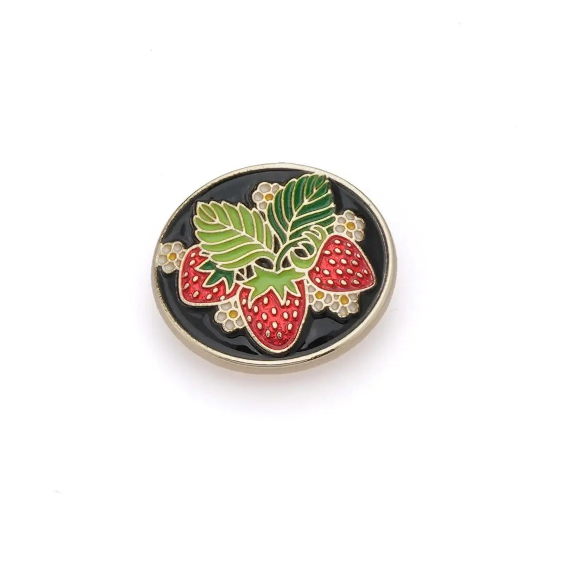 22mm 5 Pieces Red Strawberry Design Metal Button in Shank Style - 1 size