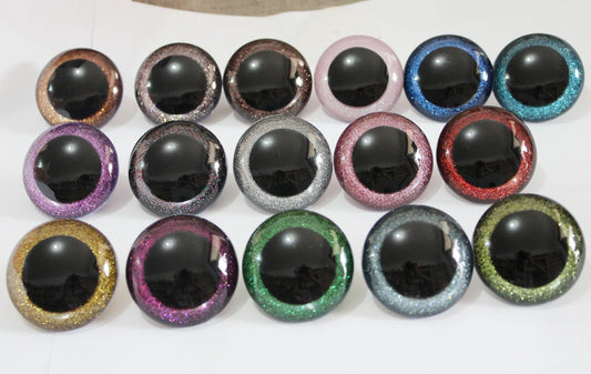 2PCs 30-40-50-60mm Big Size Glitter Doll Toy Safety Eyes with washer for DIY amigurumi plush stuffed doll toy animal making (1 Pair)