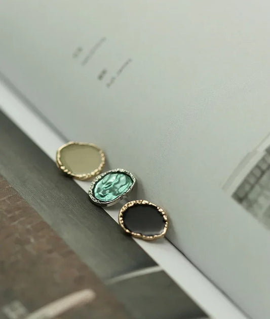 14.5mm 10PCs Irregular Style Metal Shank Sewing Button in Green White Black option