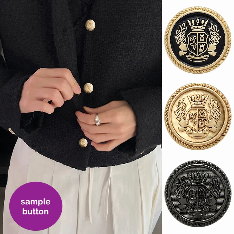 15mm 20mm 25mm 10PCs Retro Style Round Metal Shank Button in Black or Gold style